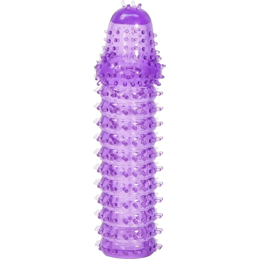 Phallic sheath with stimulating reliefs and ribs - Silicone, Purple