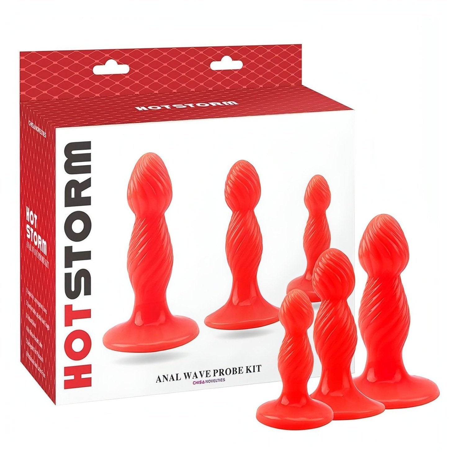 Hot Storm - Set di 3 plug anali design - Rosso - GoEstasy