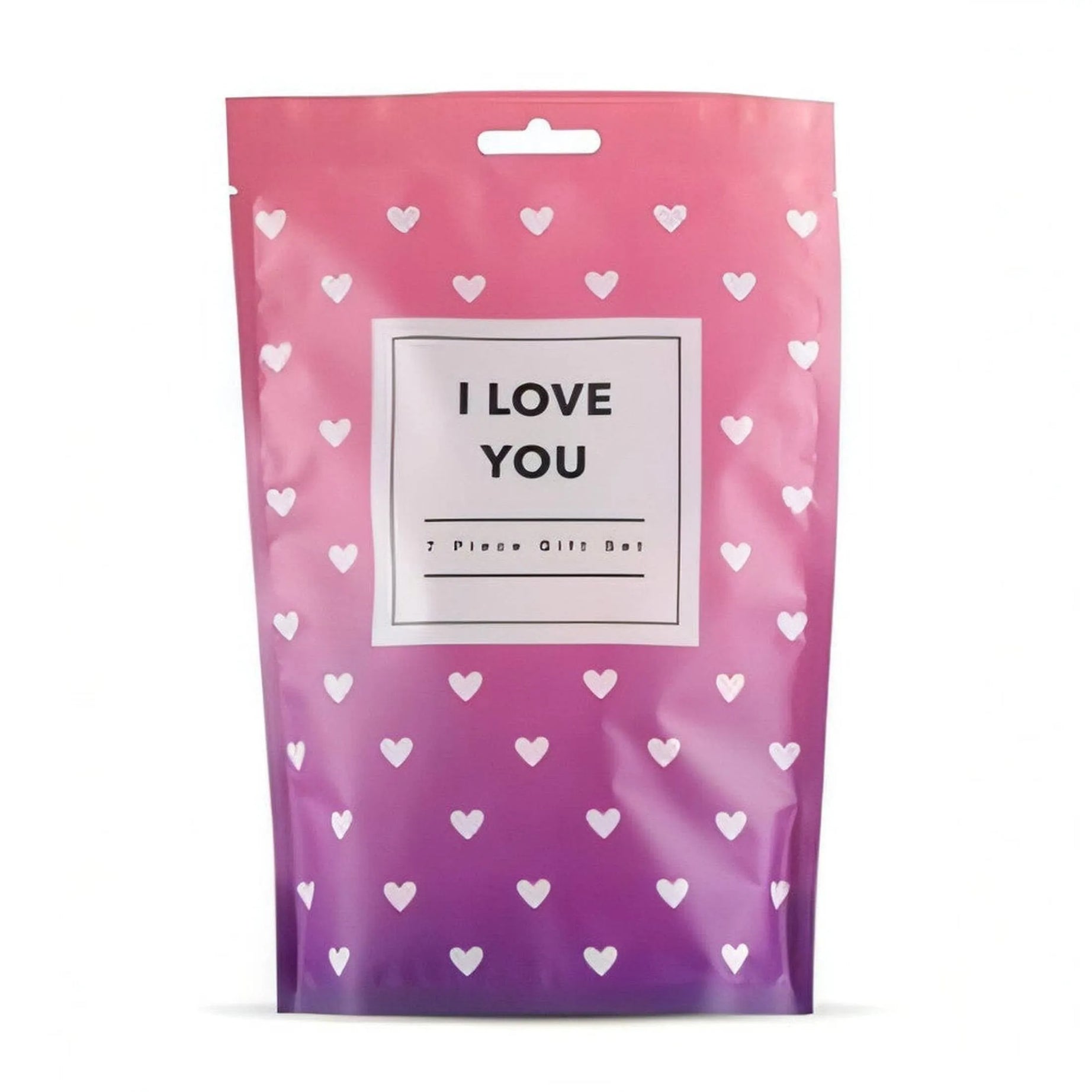 I Love You Gift Box - Stimolatore Clitorideo in Silicone, Anello Vibrante, Feather Tickler, Manette, Benda Satinata, 2x Dadi de