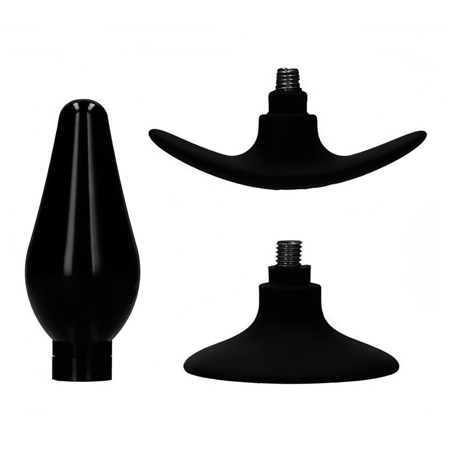 Interchangeable Butt Plug Set - Pointed Large - Black - GoEstasy