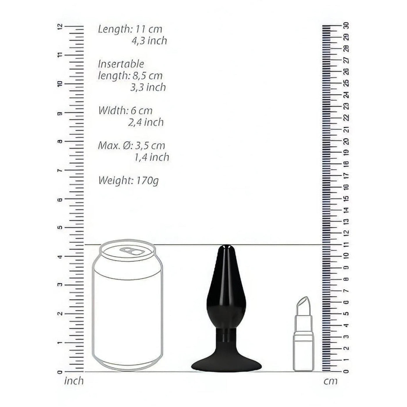 Interchangeable Butt Plug Set - Rounded Large - Black