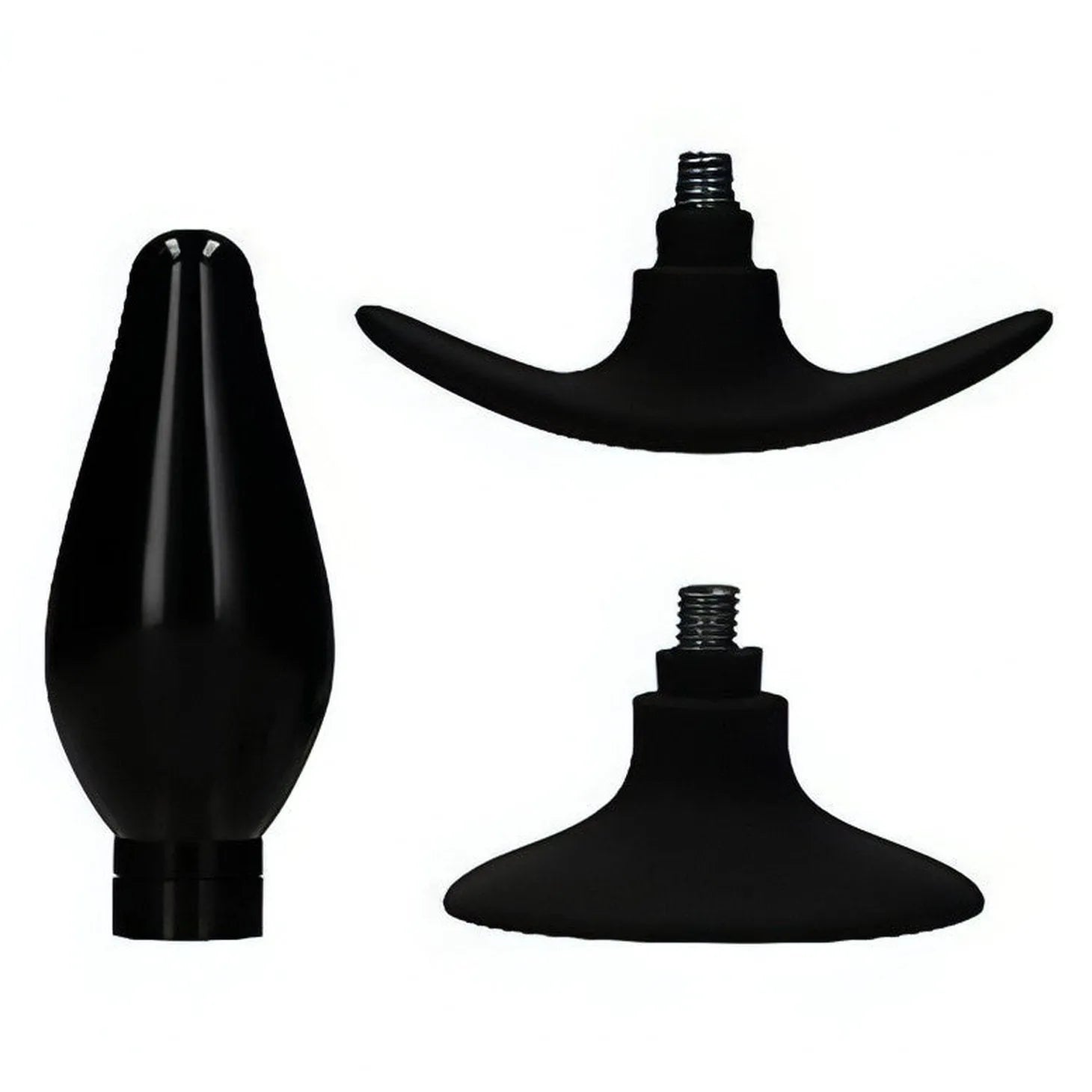 Interchangeable Butt Plug Set - Rounded Medium - Black - GoEstasy