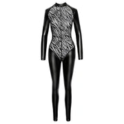 Jumpsuit aderente con inserto di velluto tigrato