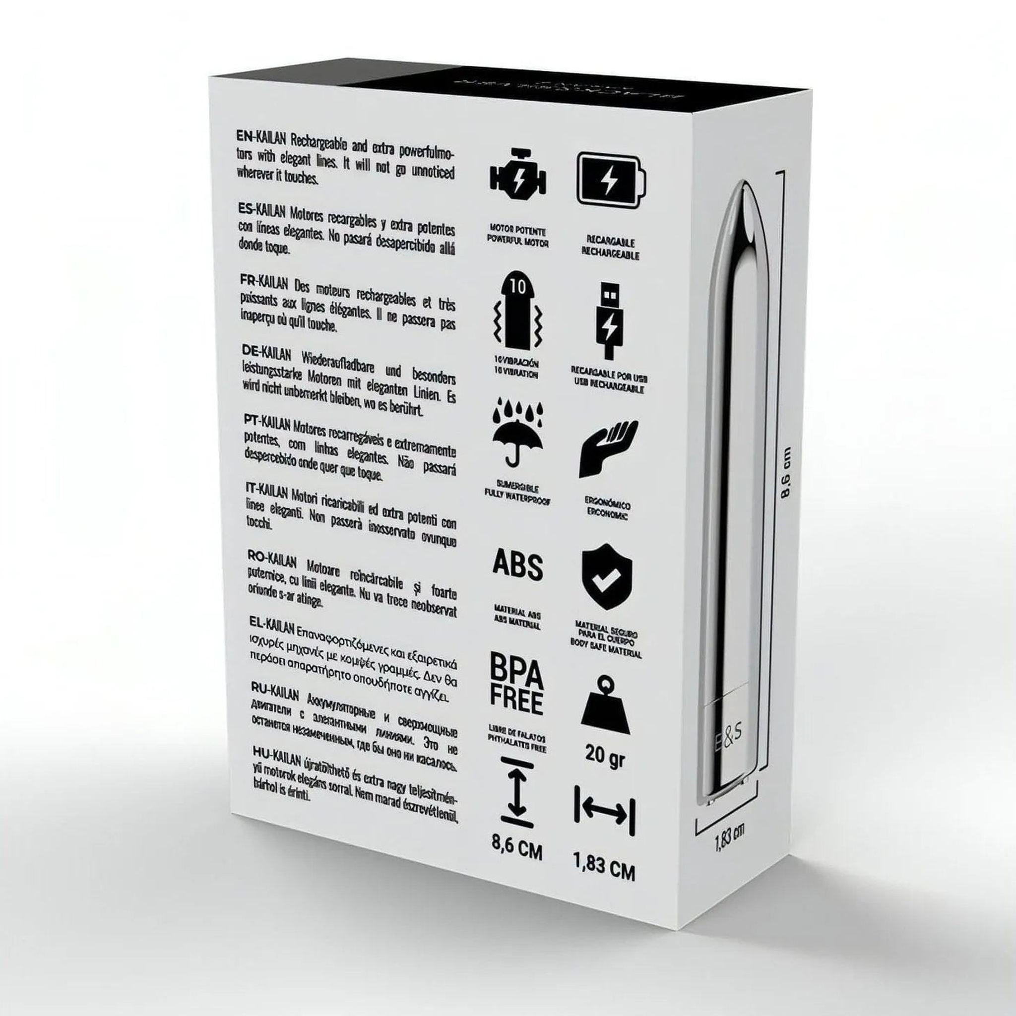 Kernex 2 - Bullet in silicone con 10 diversi programmi di vibrazione -Argento, Ricaricabile