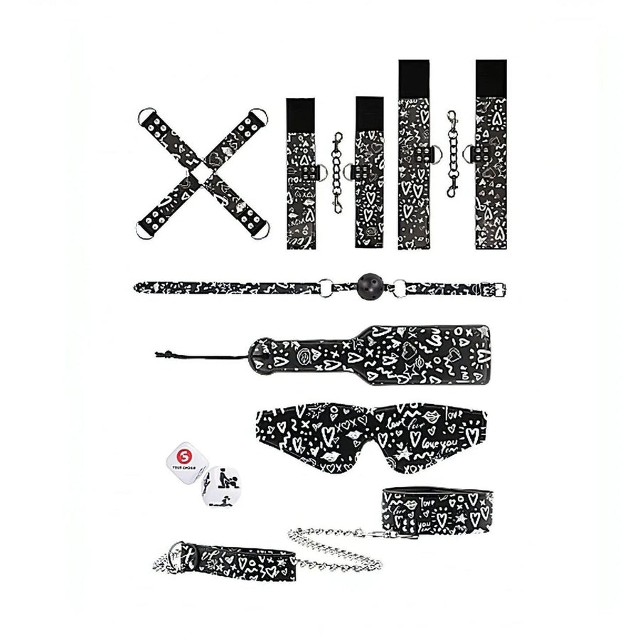 Bdsm-Kit 12-teilig, bedrucktes Bondage-Kit – Love Street Art Fashion