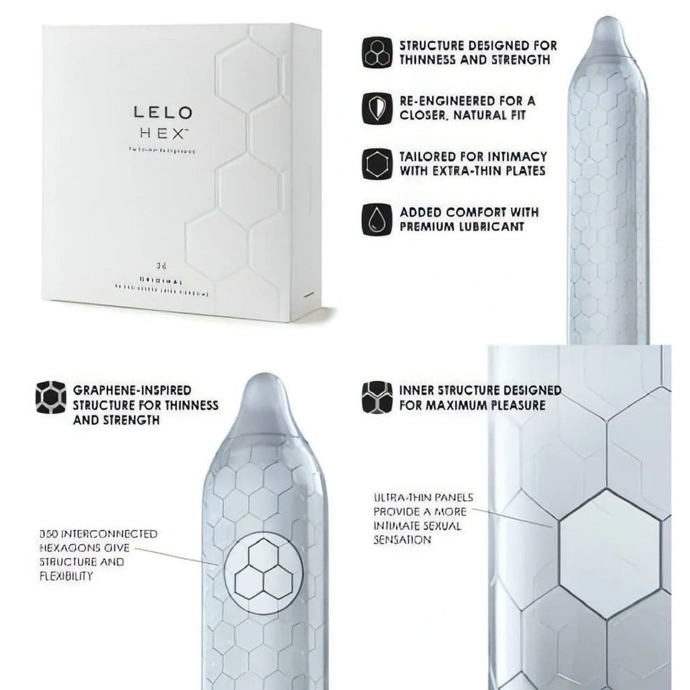 Lelo Hex Natural – Confezione da 3 profilattici