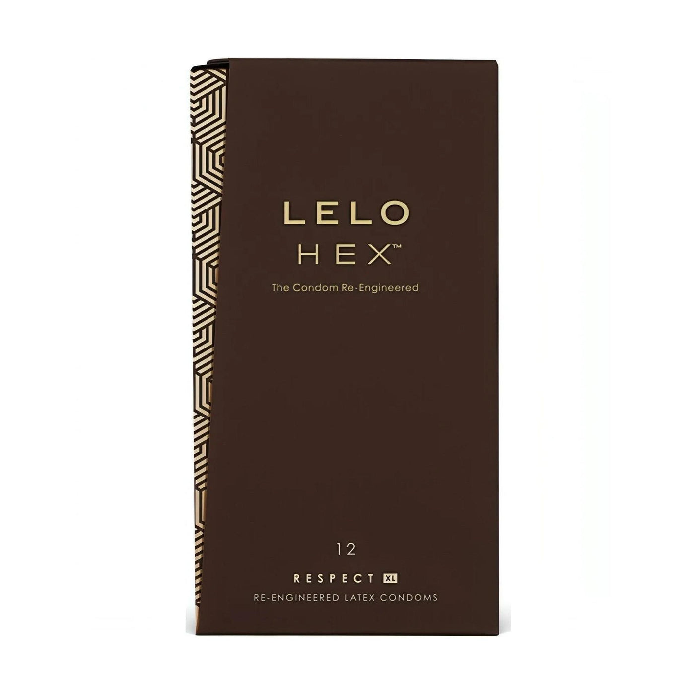 Confezione da 12 preservativi Lelo Hex Respect XL in lattice naturale colore marrone scuro