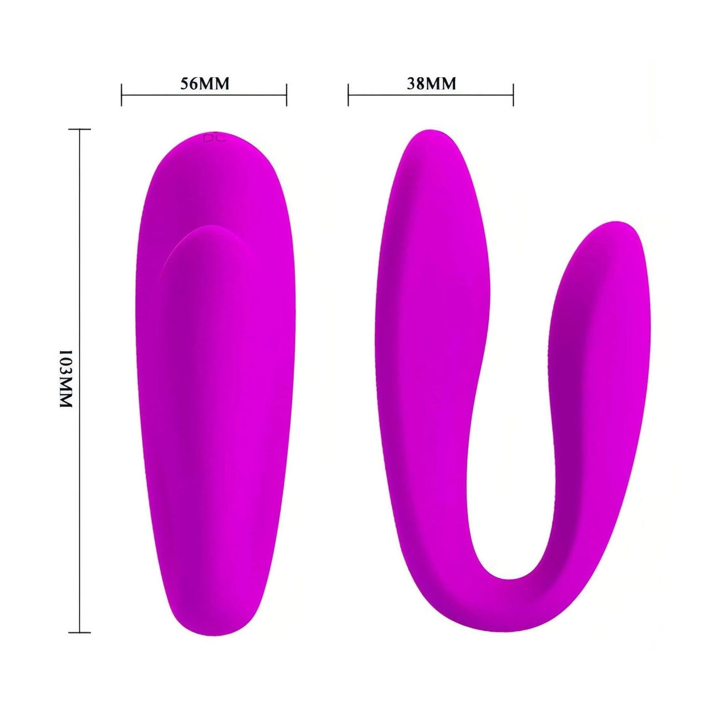 Dimensioni vibratore coppia forma C in millimetri vista laterale braccio corto e lungo