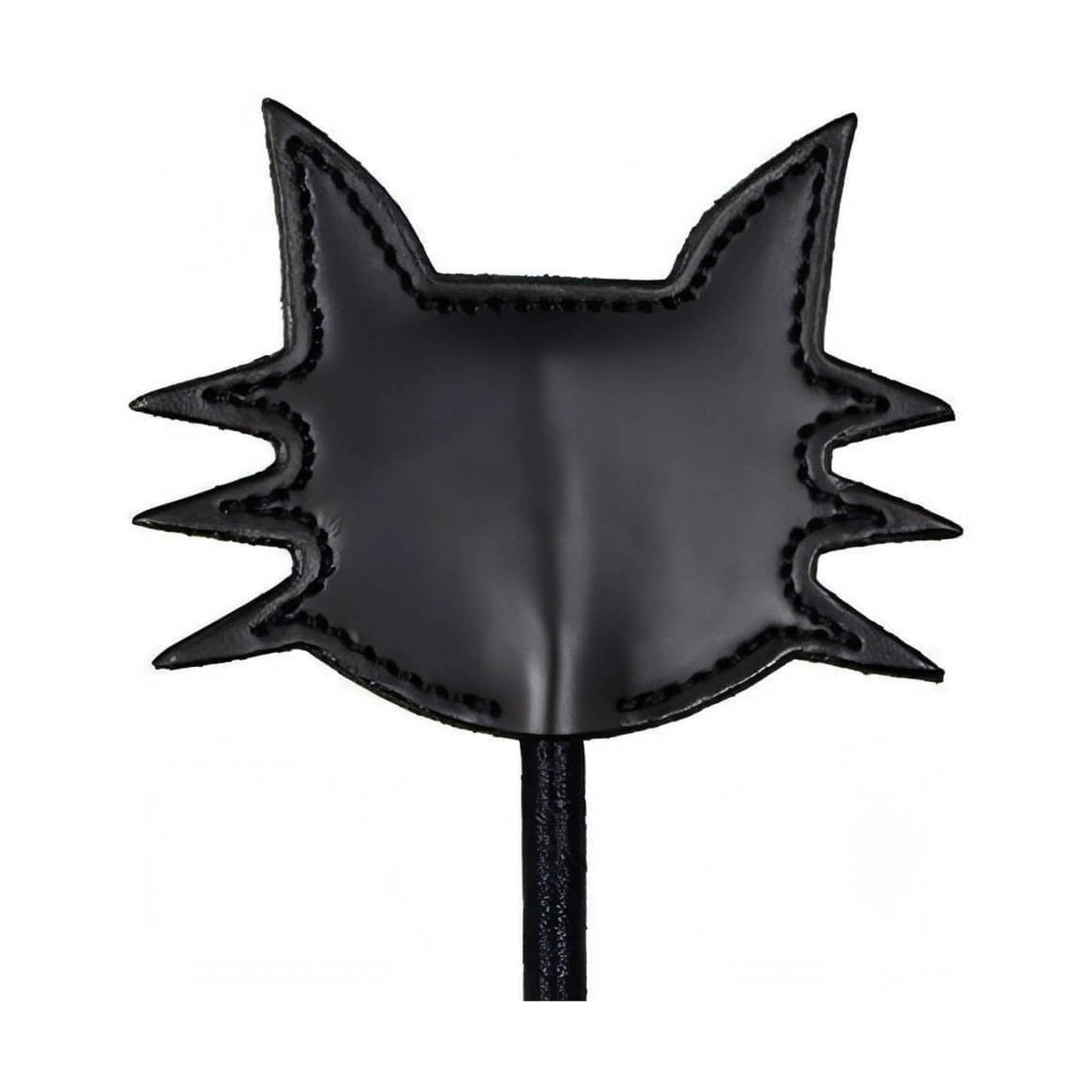 Paddle BDSM nero in ecopelle a forma di testa di gatto con orecchie a punta