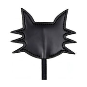 Paddle BDSM nero in ecopelle a forma di testa di gatto con orecchie a punta