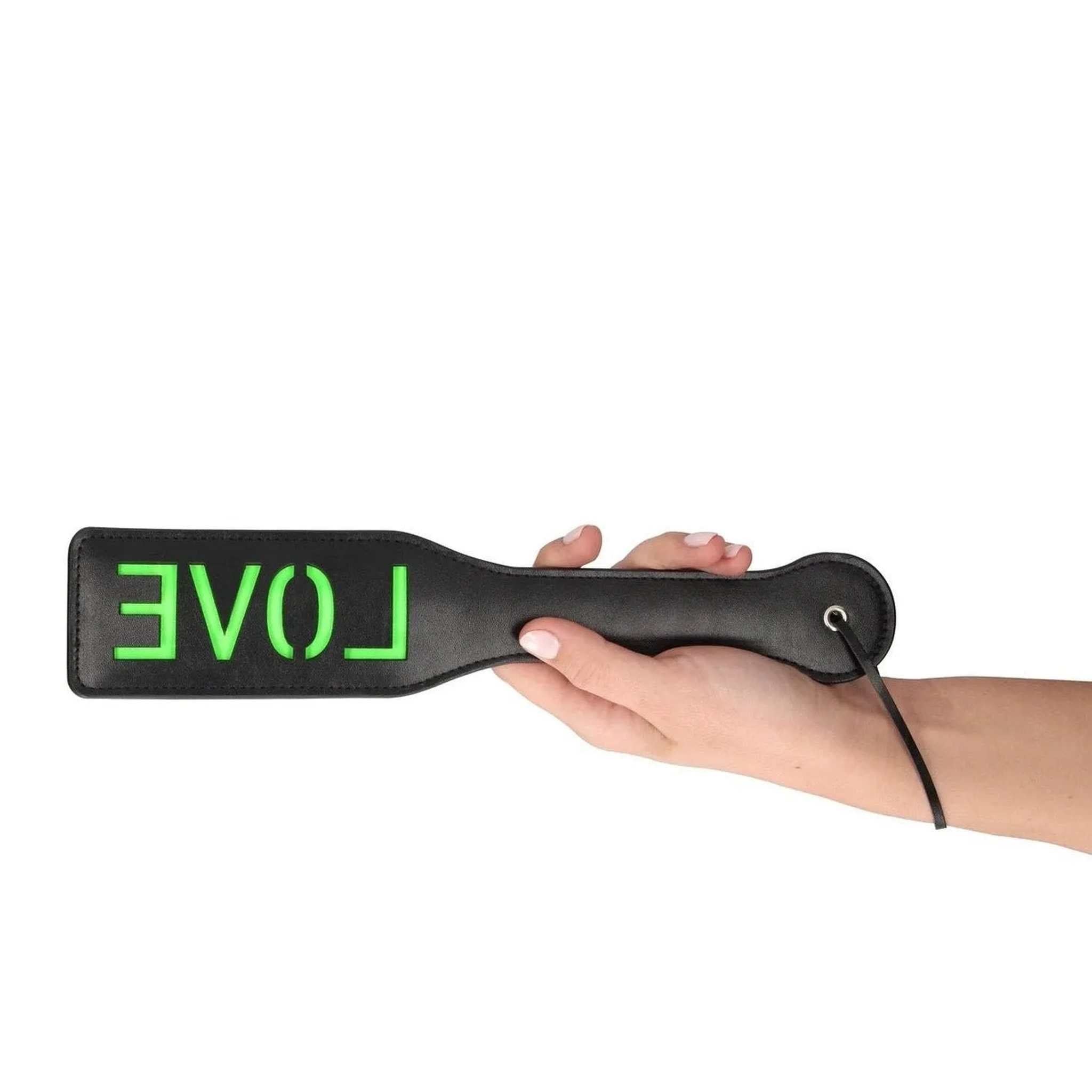 'Love'' Paddle - Glow in the Dark - Black/Neon Green