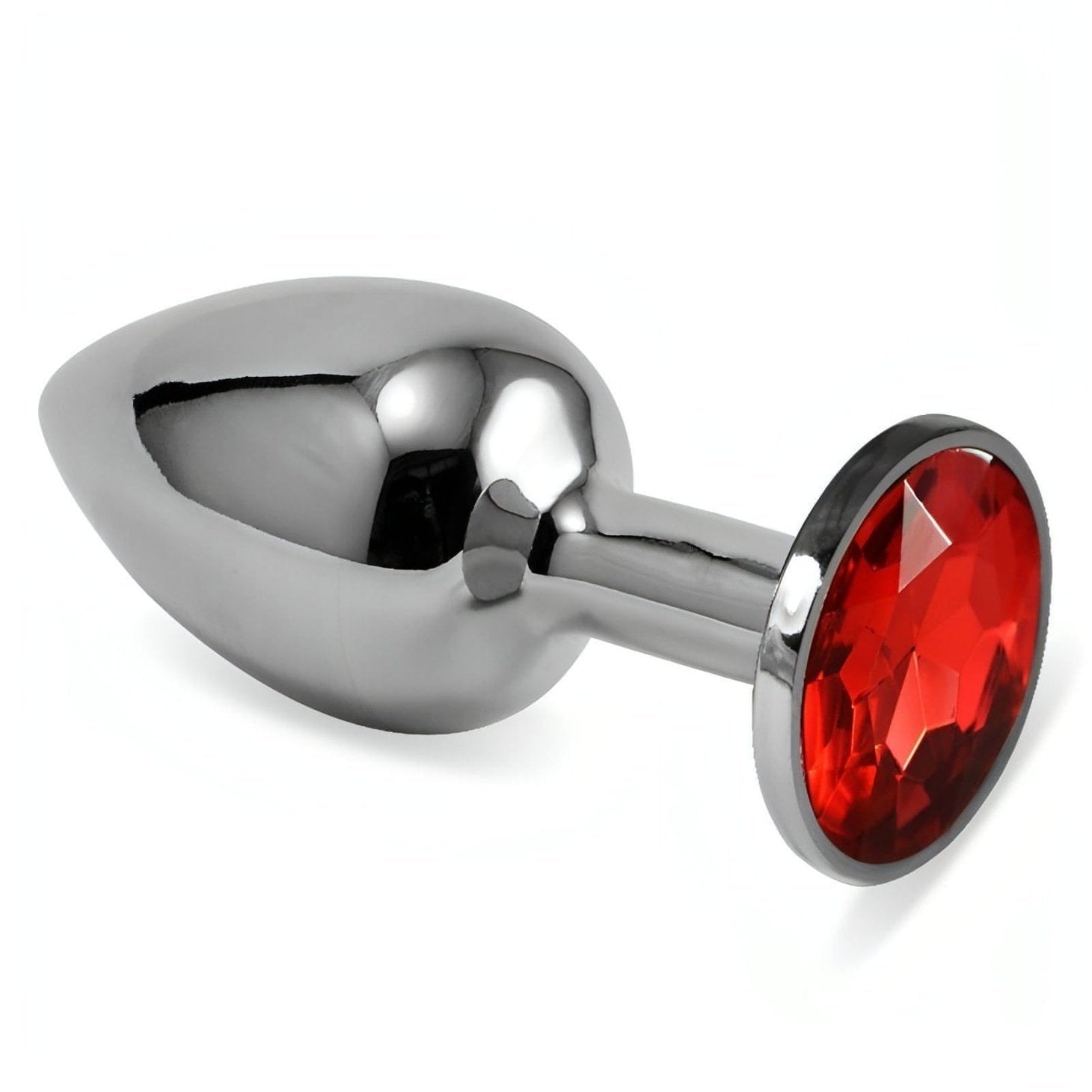 140g Luxury silver heavy metal Anal Plug con swarovsky rosso - 6.8 cm. Ø 3 cm Lovetoy