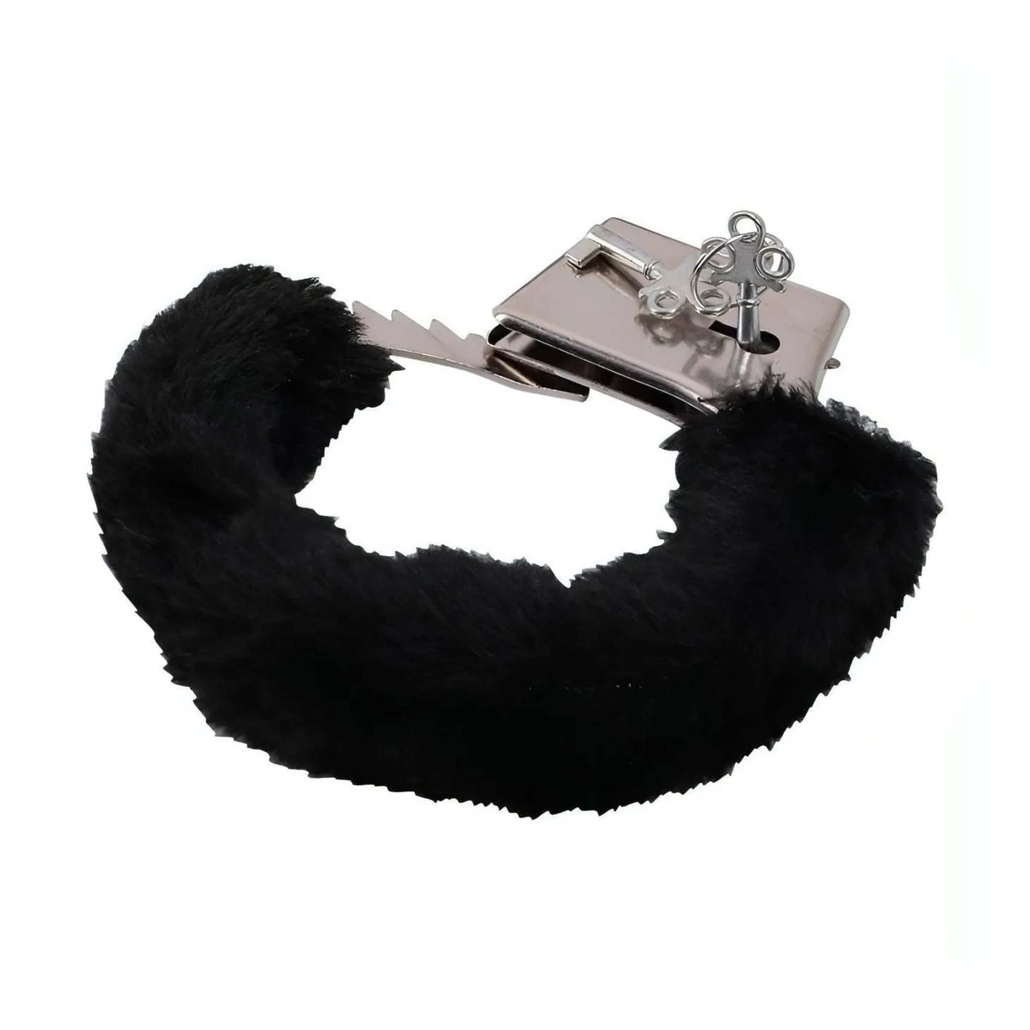 Manette metalliche con peluche nero