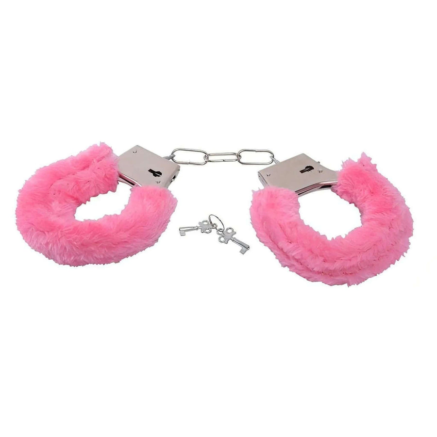 Manette metalliche con peluche rosa