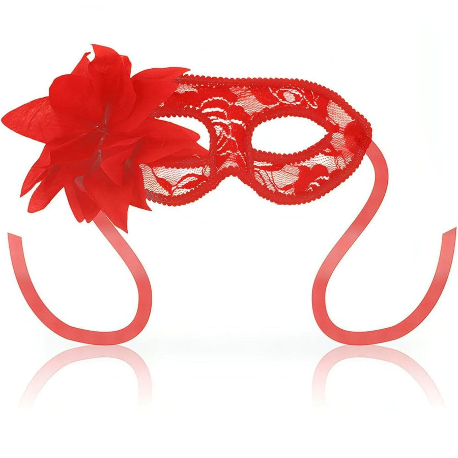 Venetian-style lace mask with flowers - Red