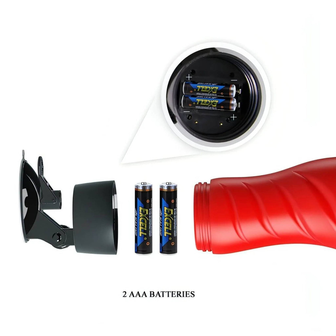 Comparto batterie AAA e contatti interni masturbatore realistico smontato