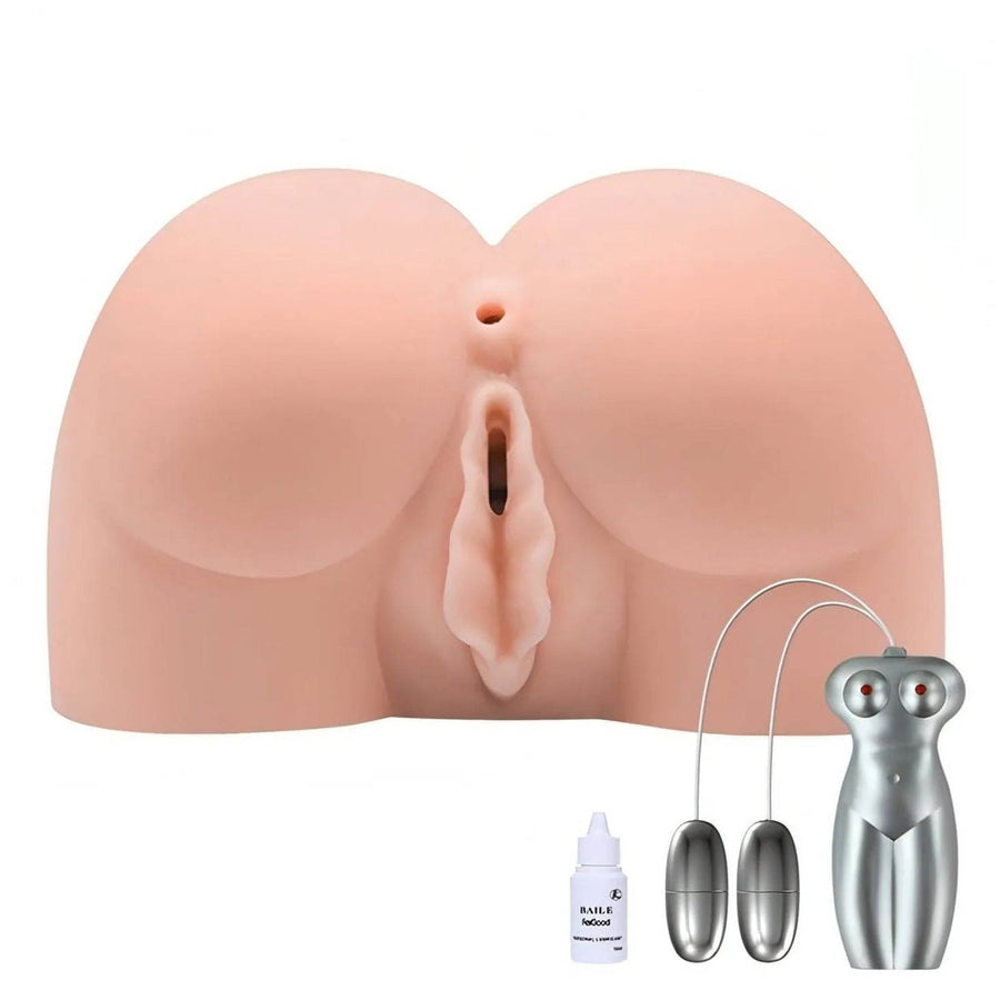 Super Realistic Anus and Vagina Vibrating Masturbator - Multispeed, Flesh Pink