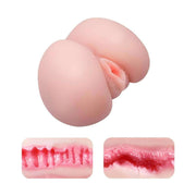 Dettaglio interno masturbatore vaginale rosa con texture a rilievi e pieghe