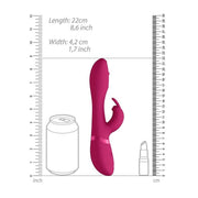 Vibratore rabbit rosa acceso Mira dimensioni 22cm con fascia metallica lucida