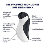 Orca Double Air Pulse Vibrator - Black/White