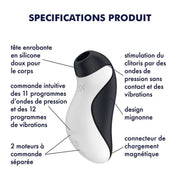 Orca Double Air Pulse Vibrator - Black/White