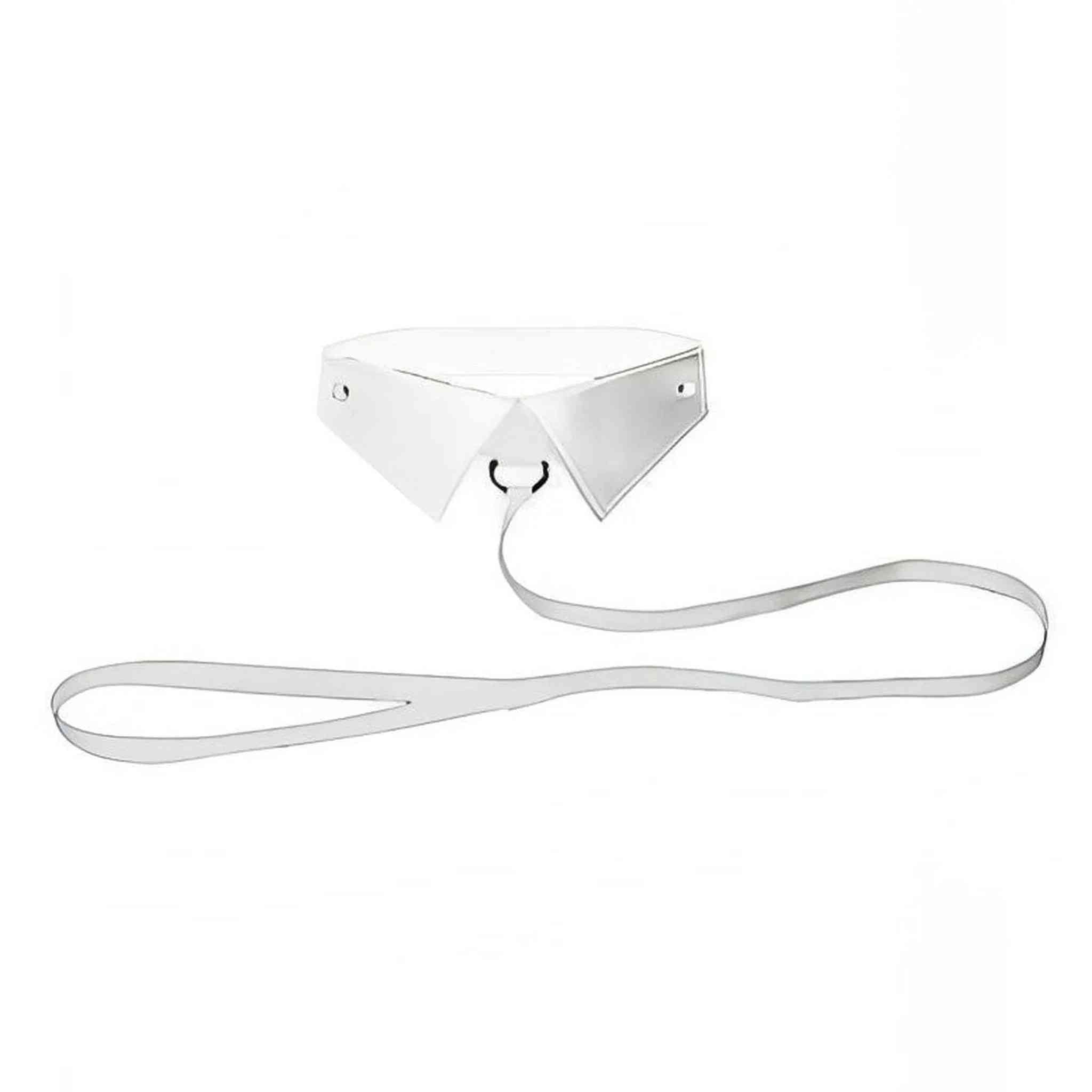 Ouch! Deluxe - Collare a colletto con guinzaglio coordinato - Bianco lucido