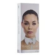 Ouch! Deluxe - Collare a colletto con guinzaglio coordinato - Bianco lucido