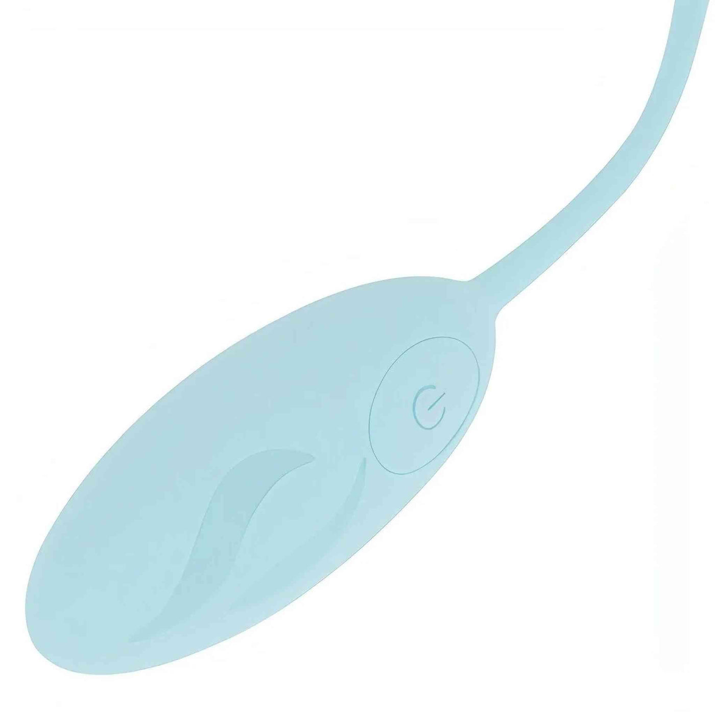 Vista laterale ovulo vibrante azzurro flessibile asta curva