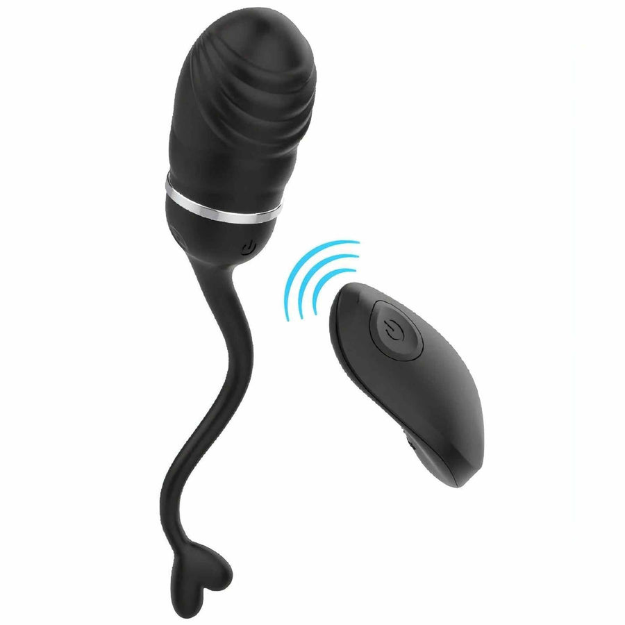 Wireless Silicone Vibrating Egg with 10 different vibration modes - Rechargeable, Black, Silicone