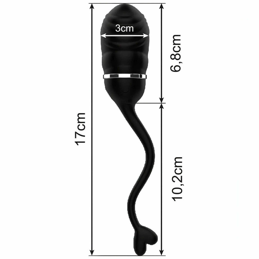 Ovulo Vibrante Wireless in Silicone con 10 modalità di vibrazione - Ricaricabile, Nero, Silicone