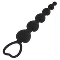 Silicone anal beads with heart-shaped support ring - Black