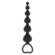 Palline anali in silicone con anello per mantenimento a forma di cuore - Nero