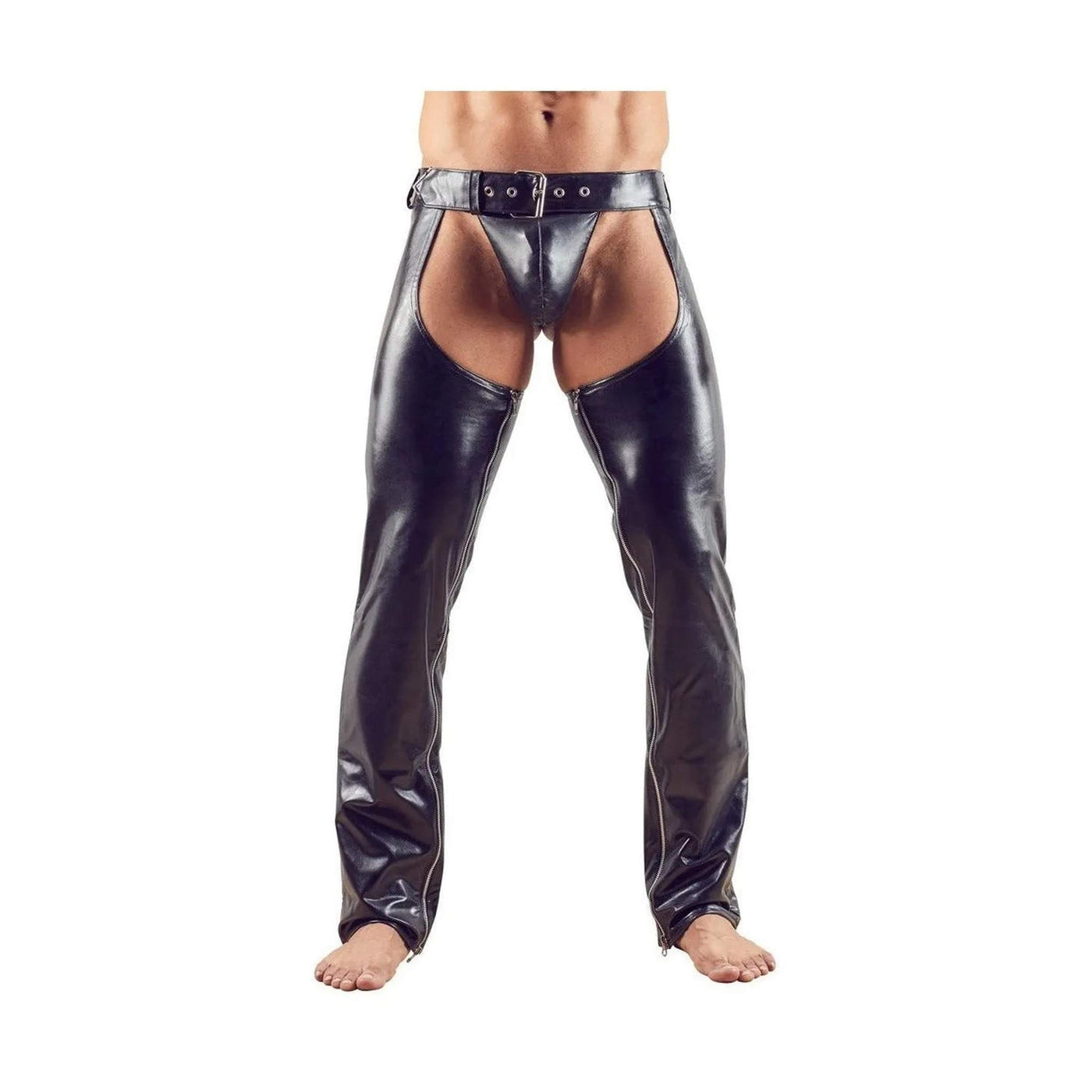 Pantalone con scollature, cintura e zip laterali
