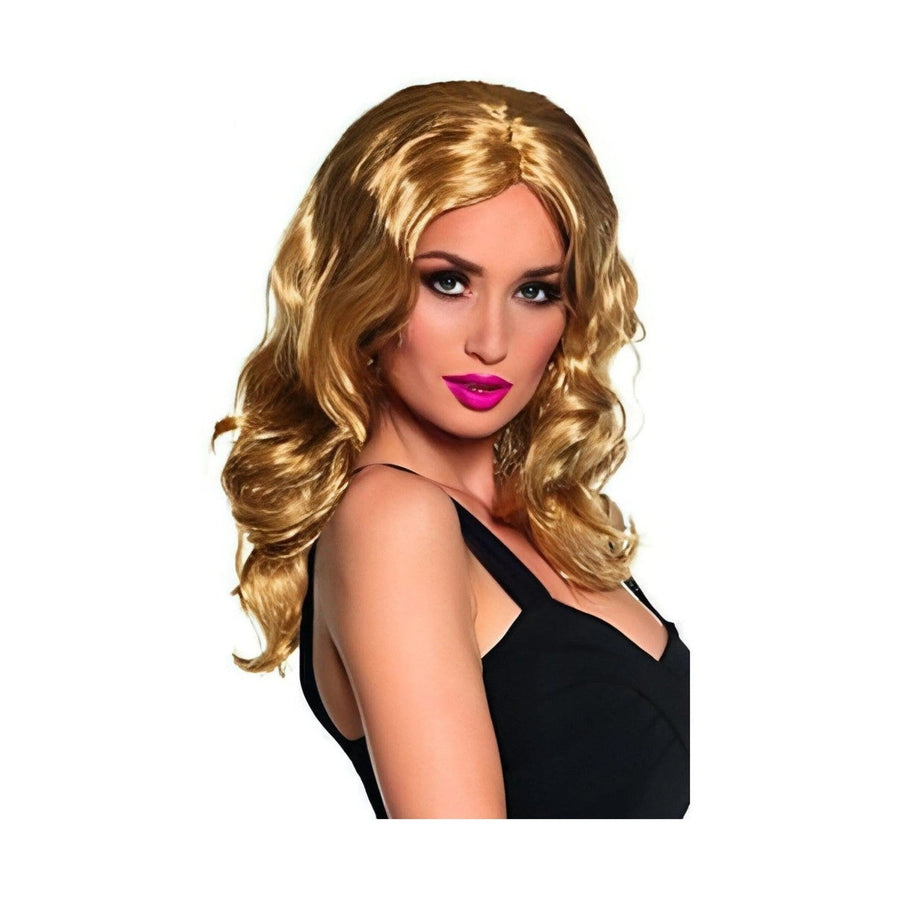 Lange gewellte blonde Haarperücke