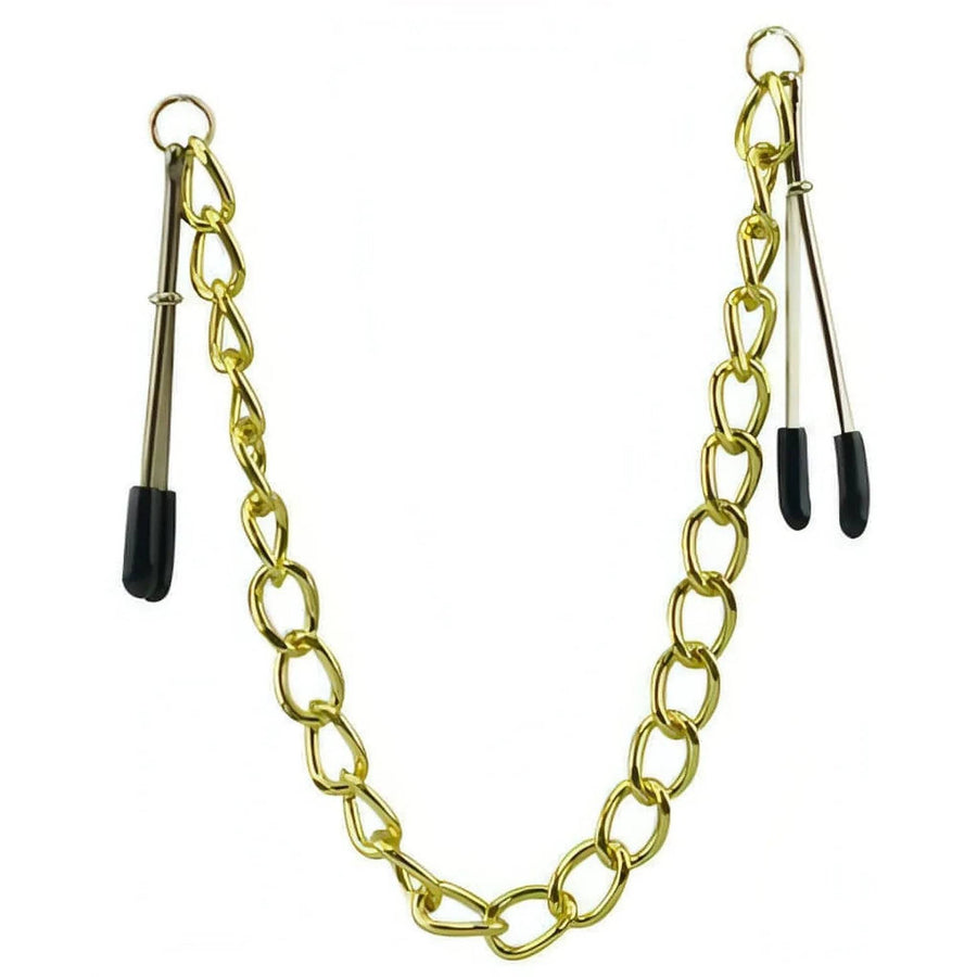 Long Nipple Clamps Gold Coarse Link Chain