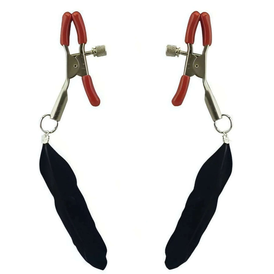 Nipple Clamps with Clamps and Black Feather