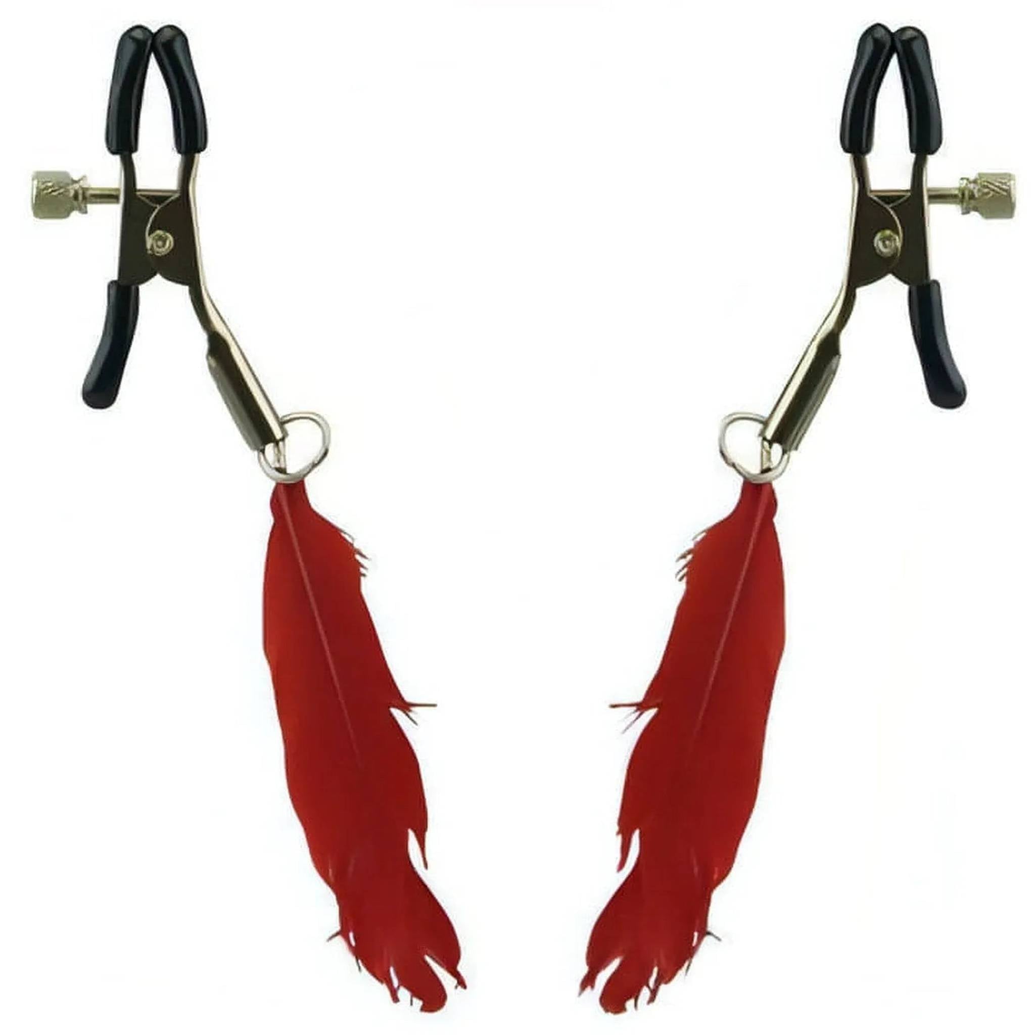 Pinze per Capezzoli con Morsetti e Piuma Rossa