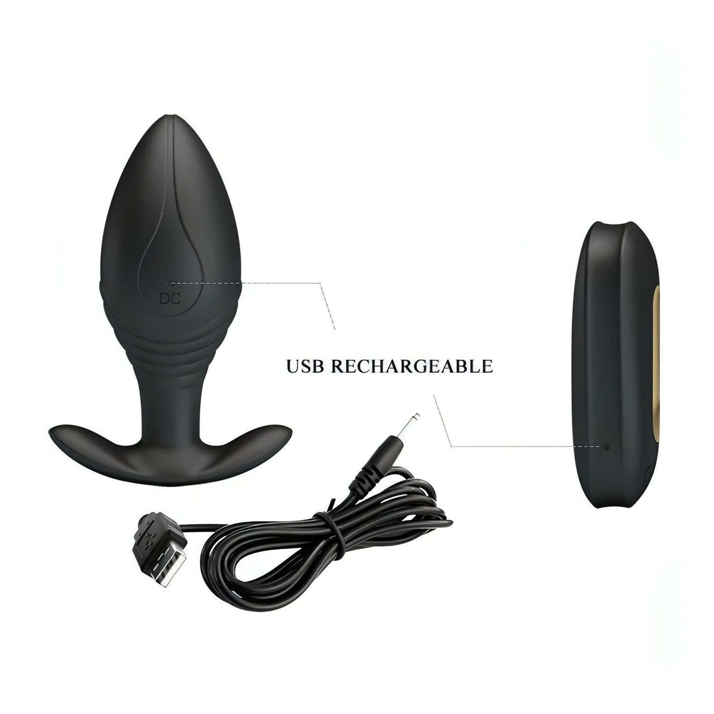 Plug Anale Wireless con Potente motore da 12 modalità di vibrazione - Ricaricabile, Impermeabile, Nero