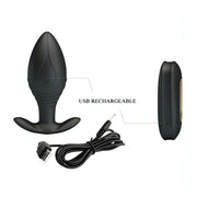 Plug Anale Wireless con Potente motore da 12 modalità di vibrazione - Ricaricabile, Impermeabile, Nero