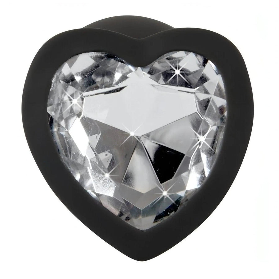 Anal plug with heart-shaped Swarovsky - Black, Silicone