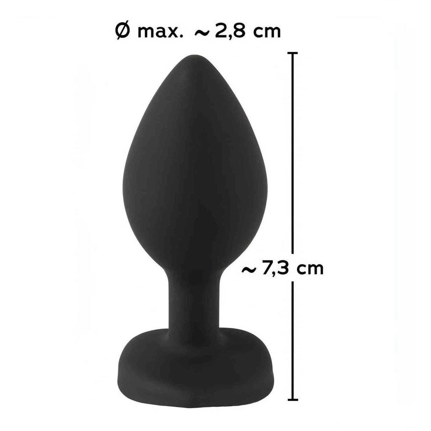 Plug Anale con Diamante a forma di cuore - Nero, Silicone