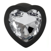 Plug Anale con Diamante a forma di cuore - Nero, Silicone