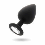 Plug Anale in Silicone con Diamante trasparente - Nero