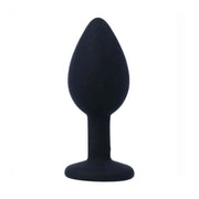 Plug Anale in Silicone con Diamante trasparente - Nero