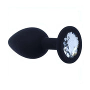 Plug Anale in Silicone con Diamante trasparente - Nero