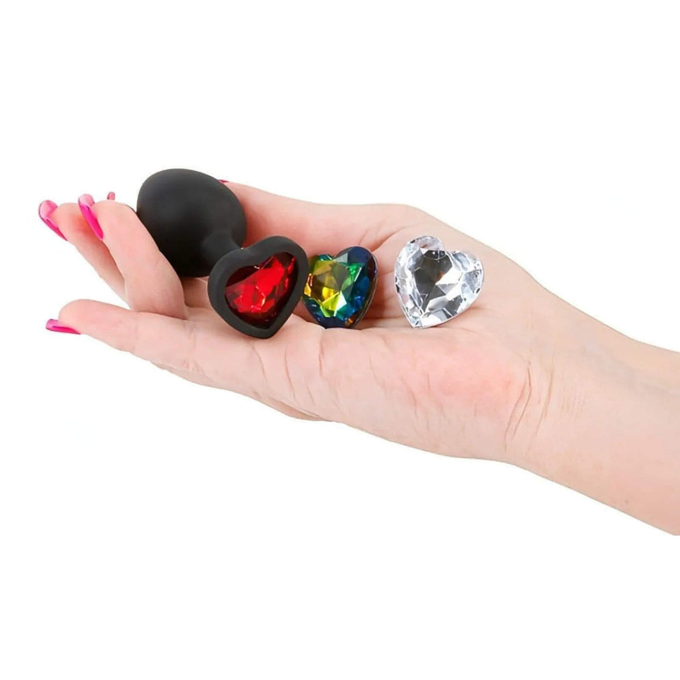 Plug Anale in Silicone con Gemma Intercambiabile – Cuore, Small