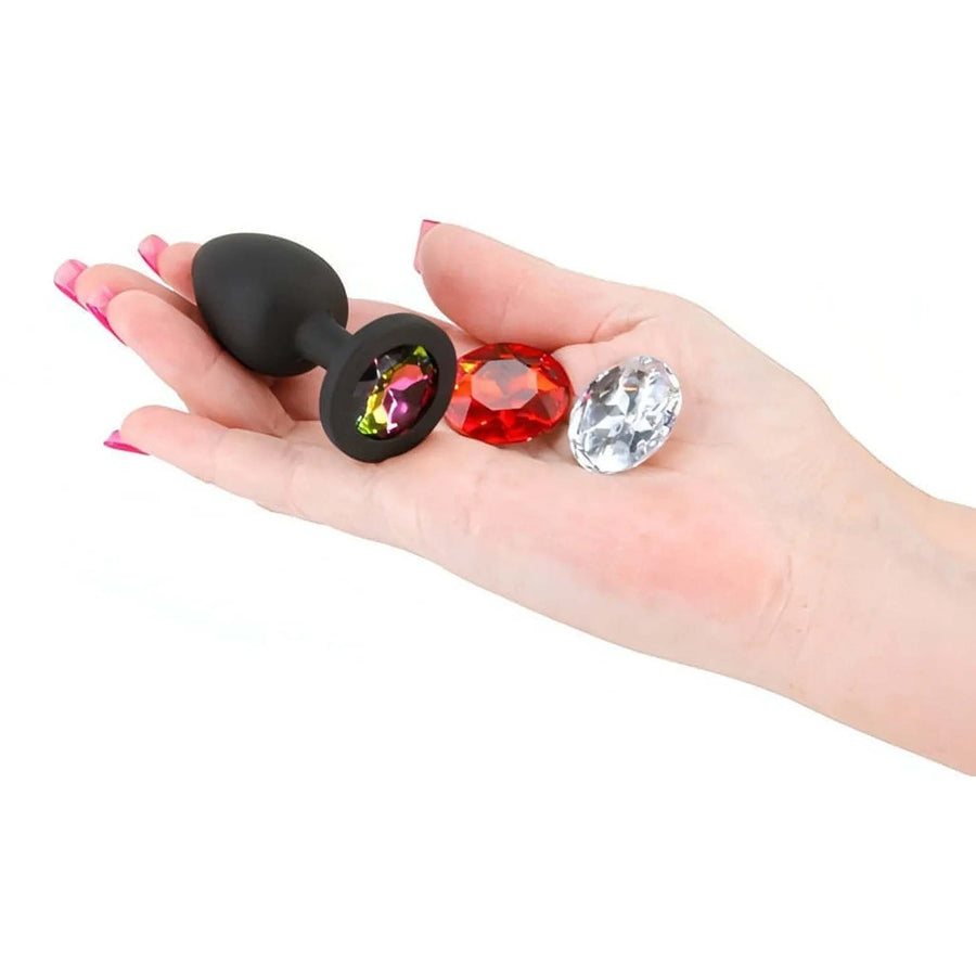 Silicone Anal Plug with Interchangeable Gem – Circular, Small
