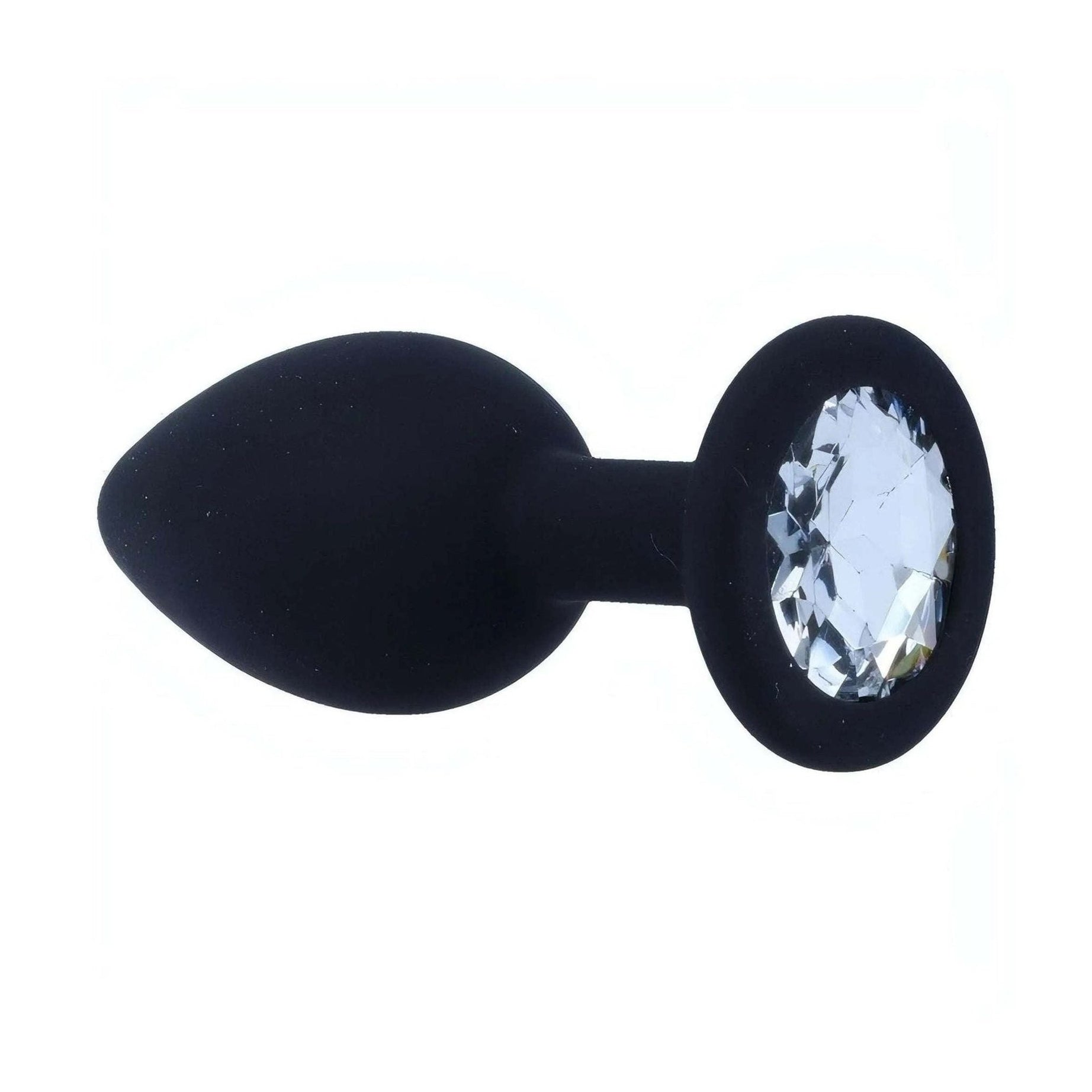 Plug Anale in Silicone con swarovsky trasparente - Nero