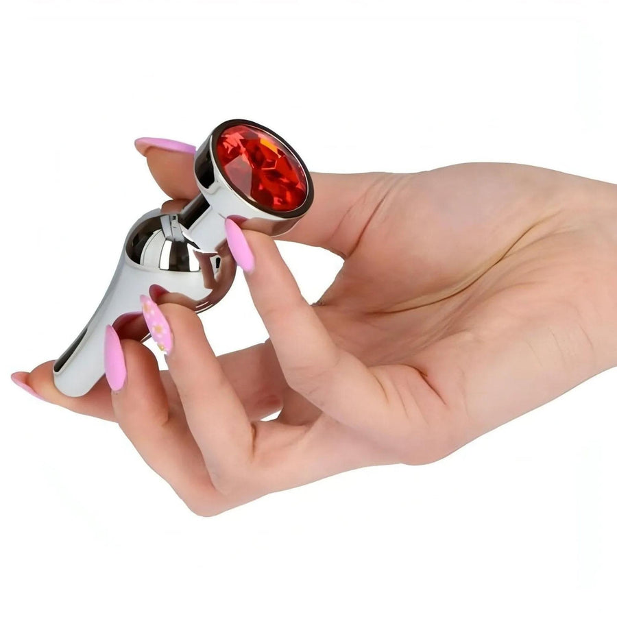 Ace of Spades metal anal plug with swarovsky - Red, Small