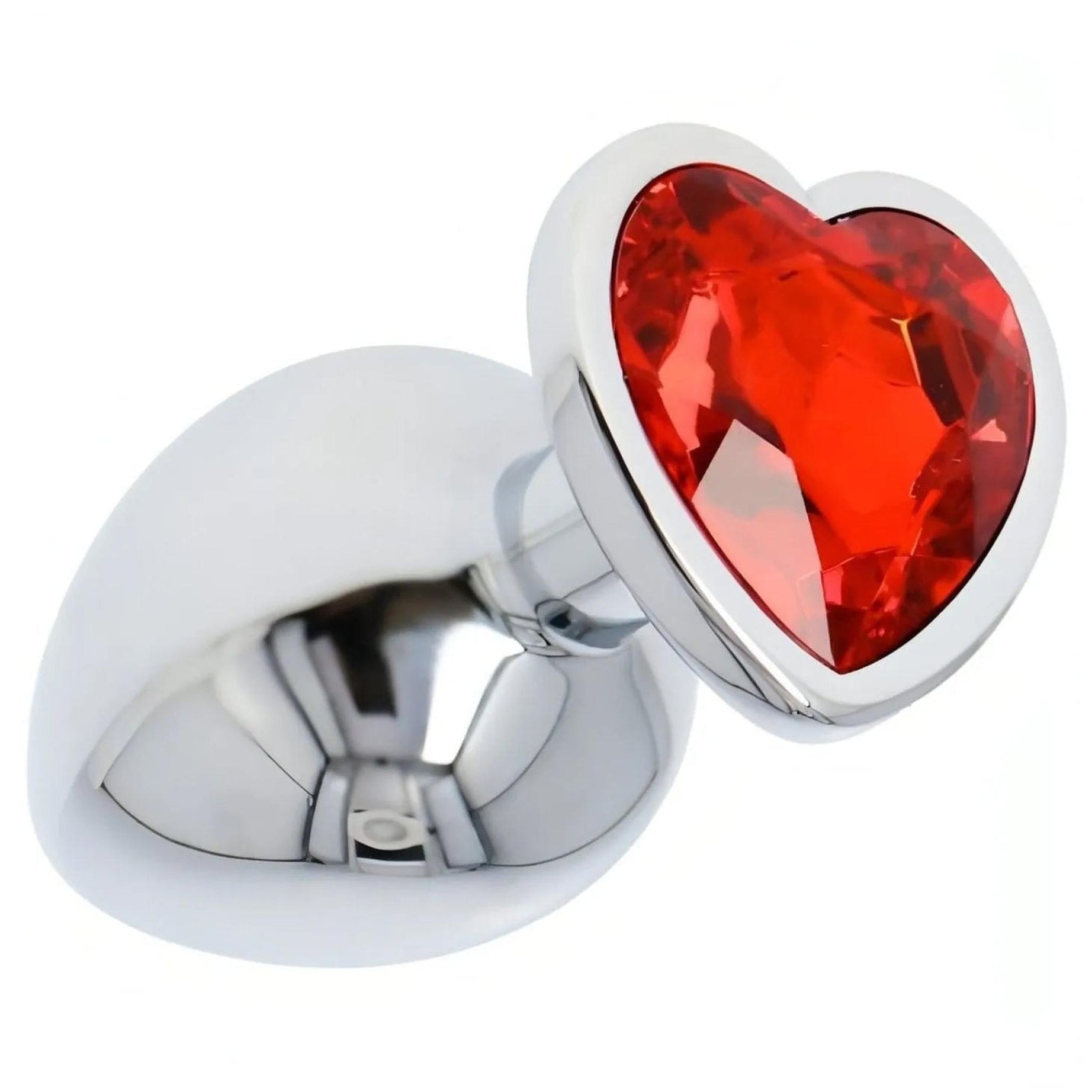 Plug anale in metallo con swarovsky a forma di cuore - Rosso, Extra Large